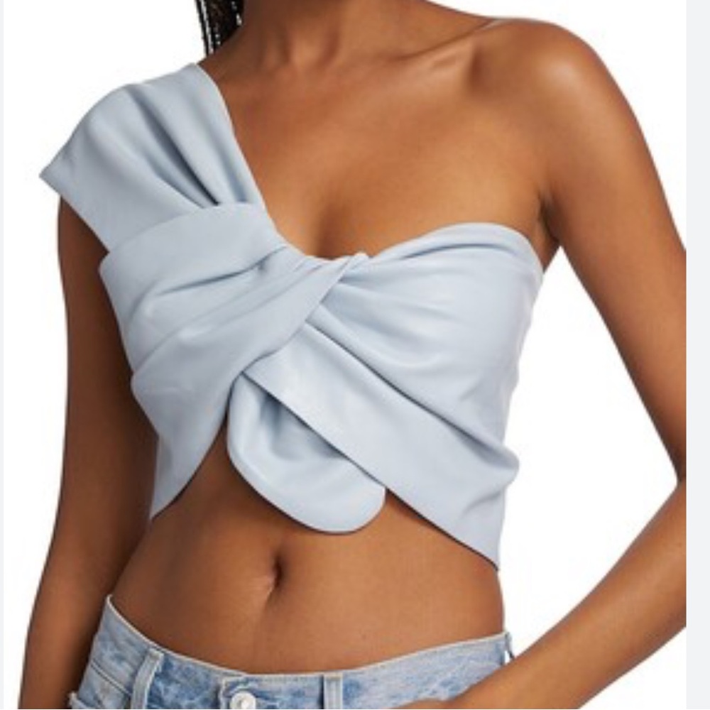 Lamarque One-Shoulder Twist Crop Top - Light Blue